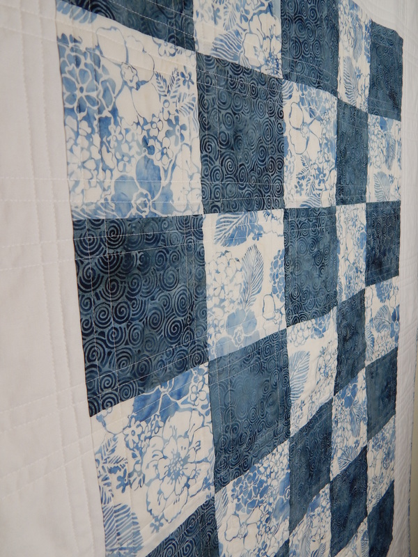 blue white baby quilt handmade North Carolina