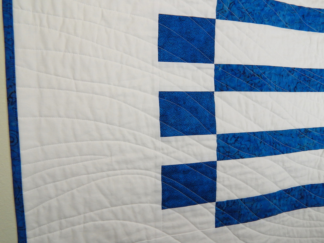 blue white modern quilt minimalist design handmade