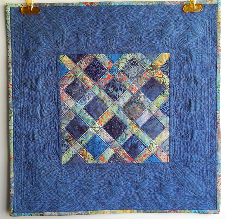 handmade blue art quilt small mini quilt