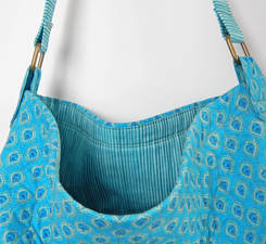 blue hobo handbag fabric handbag for women handmade